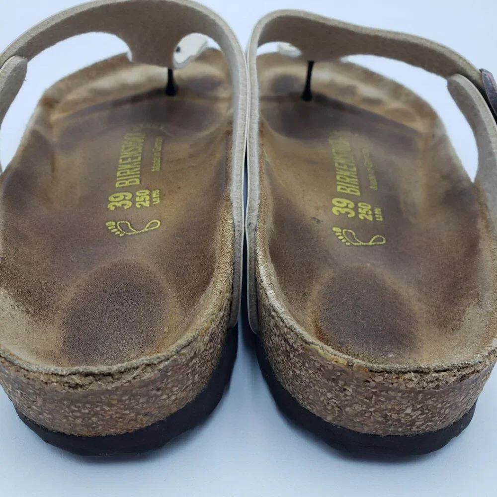 Birkenstock Gizeh Thong Sandals 39 Womens Slip On Leather Pearl White - Picture 7 of 9
